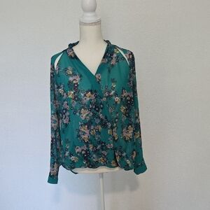 Maurices Teal Floral Blouse